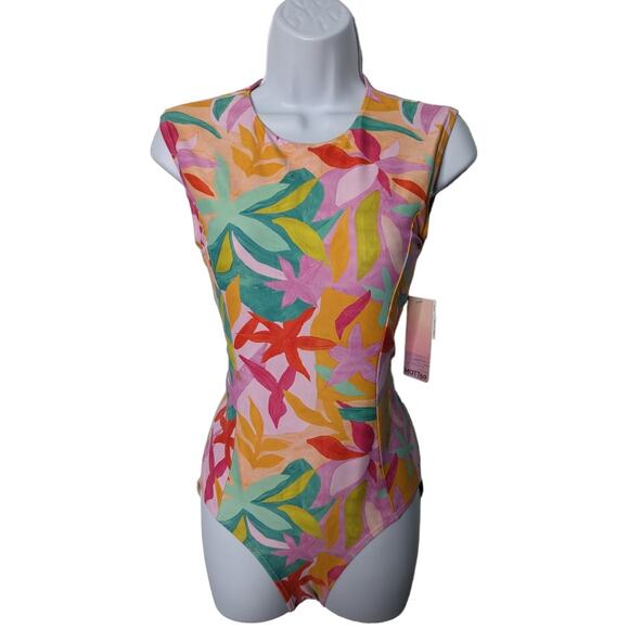 Mott 50 Michaela Sleeveless One Piece Swimsuit Brushed Flora Size S NWT - Picture 2 of 12